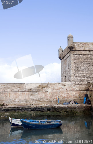 Image of native fishing boats in harbor essaouira morocco africa