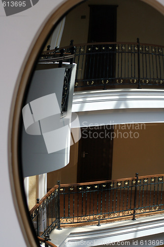 Image of reflection of a balcony