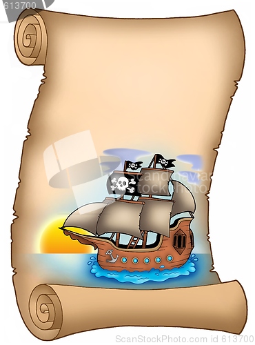 Image of Parchment with pirate ship