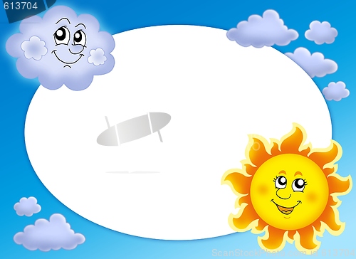 Image of Round frame with Sun and cloud