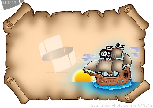 Image of Ancient parchment with ship