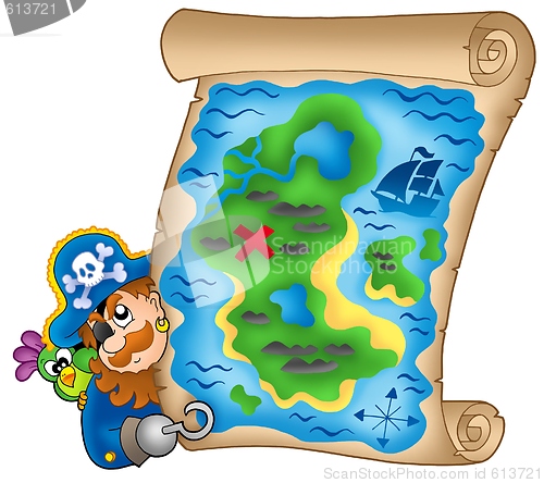 Image of Treasure map with lurking pirate