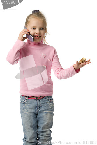 Image of girl talk by mobile phone