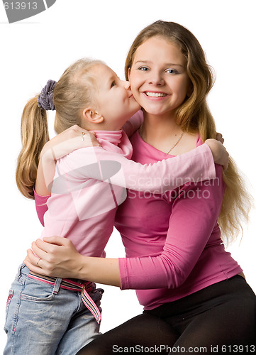 Image of daughter kisses mum