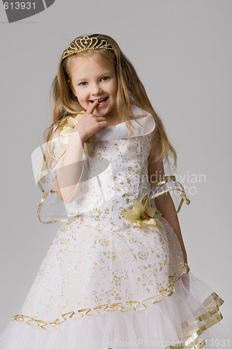 Image of little princess whith crown on long hair