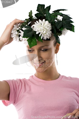 Image of girl with flowers wreath