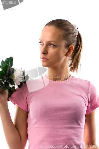 Image of girl with flowers