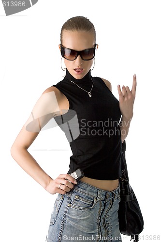 Image of angry woman in sunglasses