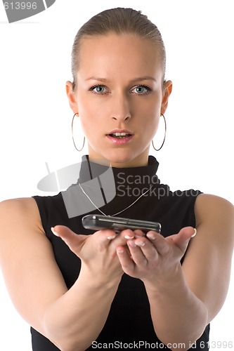 Image of girl holding mobile phone