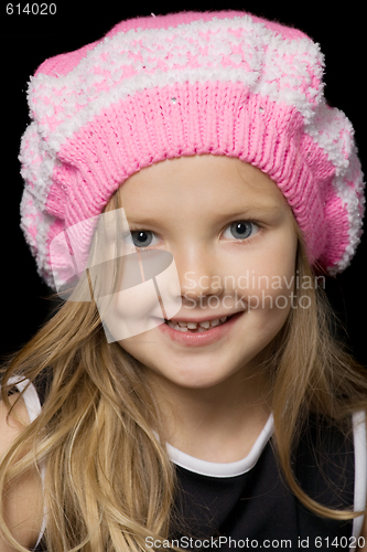 Image of beautiful little girl in pink beret