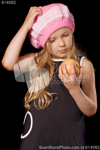 Image of little girl with apple