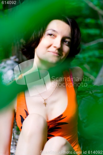 Image of female in summer forest