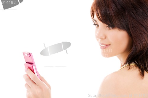 Image of happy woman with cell phone