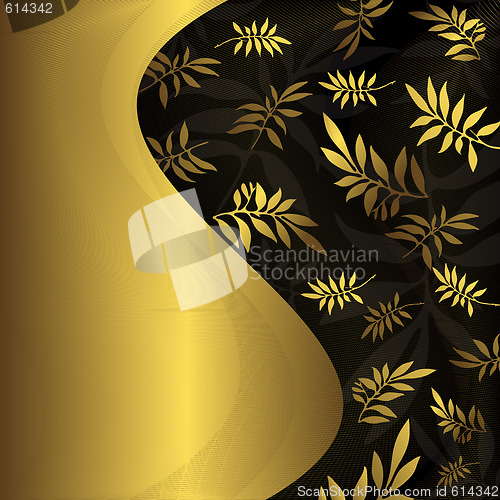 Image of Abstract floral black and golden frame