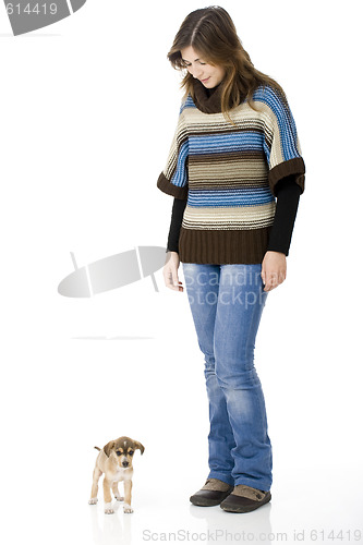 Image of Woman with a puppy