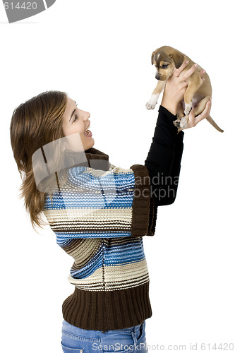 Image of Woman with a puppy