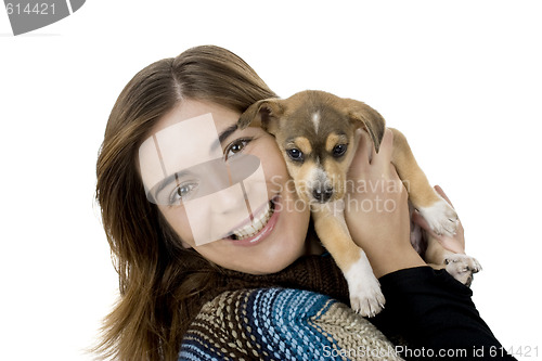 Image of Woman with a puppy