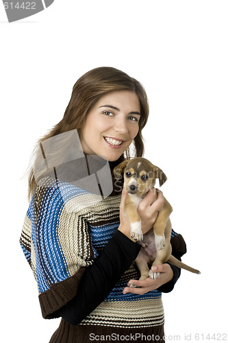 Image of Woman with a puppy