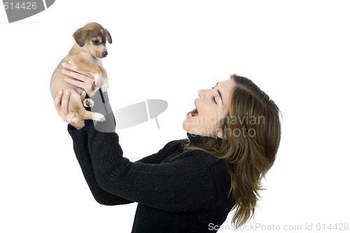 Image of Woman with a puppy