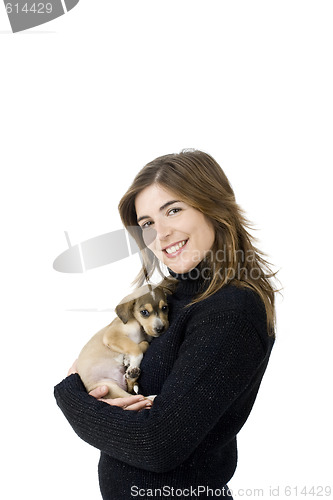 Image of Woman with a puppy