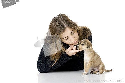 Image of Woman with a puppy