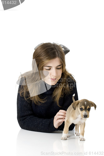 Image of Woman with a puppy