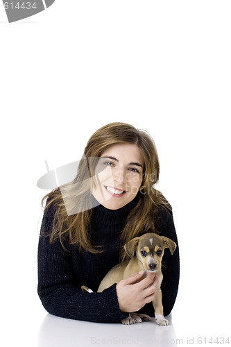 Image of Woman with a puppy