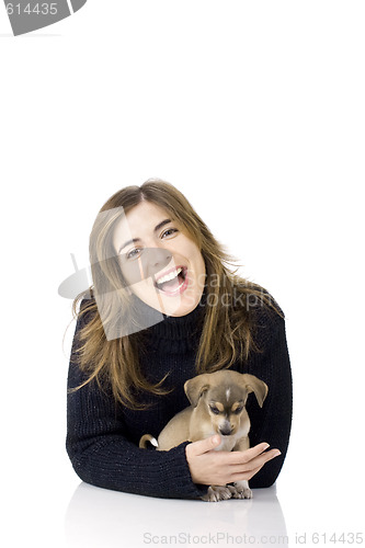 Image of Woman with a puppy