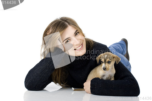 Image of Woman with a puppy