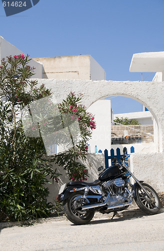 Image of street scene greek island architecture