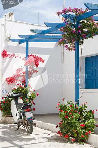 Image of street scene greek island architecture