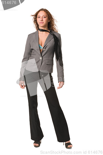 Image of beautiful sexual girl in business suit