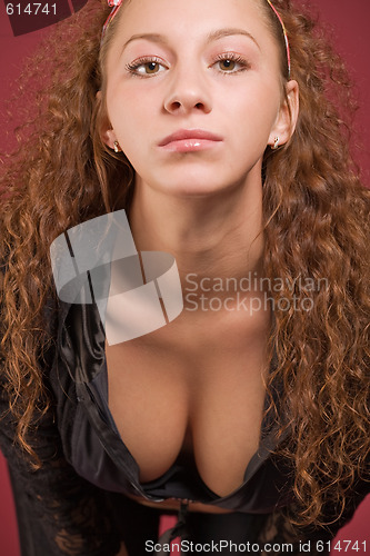 Image of sexy girl with long curly hair