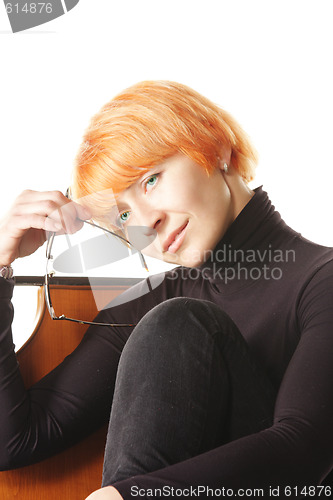 Image of Contemplate woman on chair