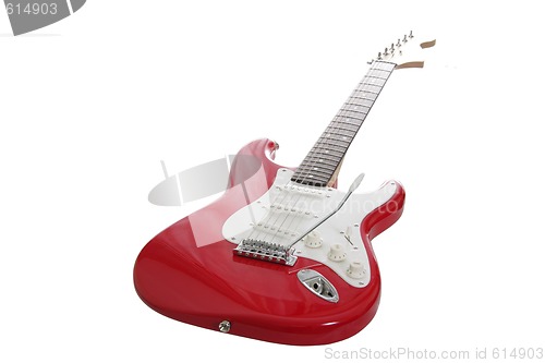 Image of Laying red guitar