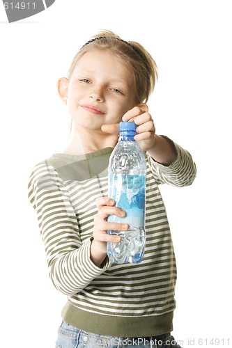 Image of Smiling girl with bottle of water