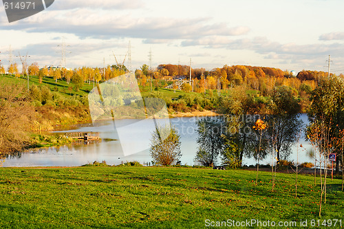 Image of Pond in autumn park