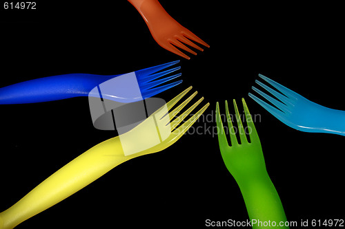 Image of plastic forks background