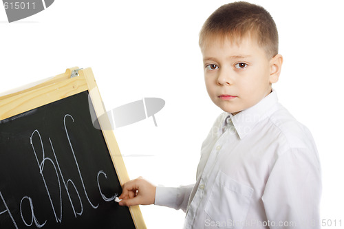 Image of Schoolboy at blackboard