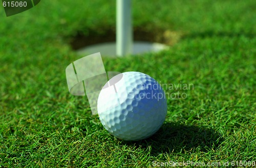 Image of Golfball in front of the hole