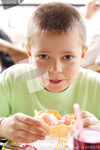 Image of Boy with pink ice-cream