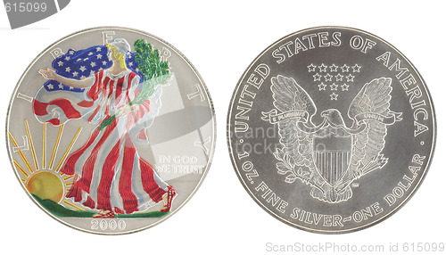 Image of Painted Walking Liberty Silver Dollar