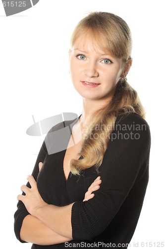 Image of Woman in black hands folded