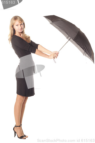 Image of Girl with black umbrella