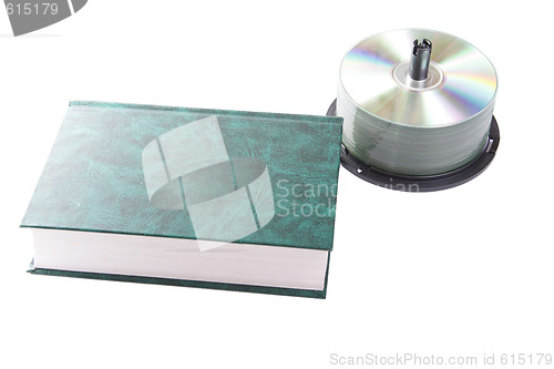 Image of Book and compact disk pile