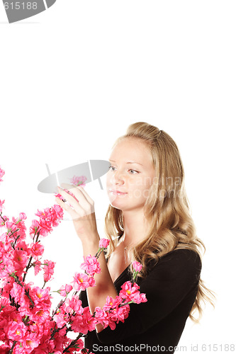 Image of Girl with pink flowers