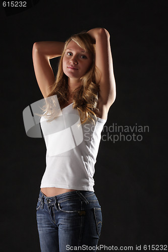 Image of Girl over dark