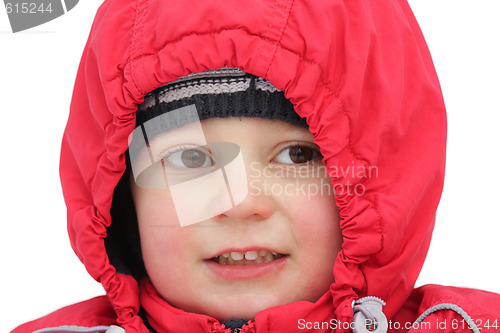 Image of Little boy in red hood