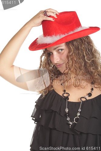 Image of Pretty girl in a red hat