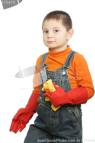 Image of Little boy with duster